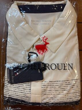 Men's White Polo Shirt with Navy Trim
